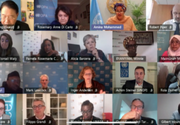 Capture d'écran de la réunion virtuelle des dirigeants de l’ONU organisée pour discuter de la mobilisation de fonds pour renforcer la réponse à la COVID-19.