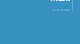 Cover shows the title "Policy Brief: The Impact of COVID-19 on children" against a solid blue background with the UN emblem on the lower left side.