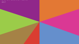 Cover of publication shows colourful diagonal shapes with the title on the top left.