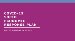 Cover shows the title "COVID-19 Socio-Economic Response Plan for Samoa", over blue and purple background