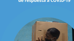 The blue cover contains an image of a woman wearing a face covering carrying a box above her shoulders, with the title in Spanish just above.