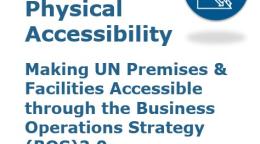The image shows the cover of the Practice Note, an icon of Physical Accessibility, a logo of UNSDG, and UNDIS.