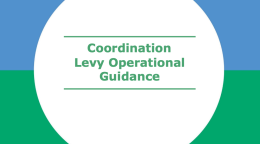 A blue and green cover with the words Coordination Levy Operational Guidance in a white circle.