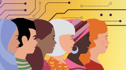 Graphic showcasing six women in silhouettes