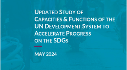 A blue/ cyan cover page with a maroon box in the top left corner- the logo of the Dahlberg consulting company- and text in the center with the title of the study