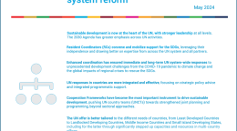 A cover page for the document on the highlights of the UN development system reforms