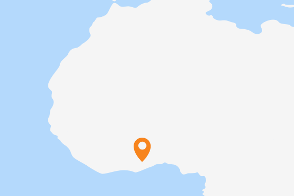 A map of Africa with a marker on Ghana.