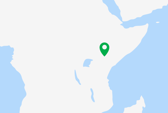 A map of Africa with a marker on Kenya. 