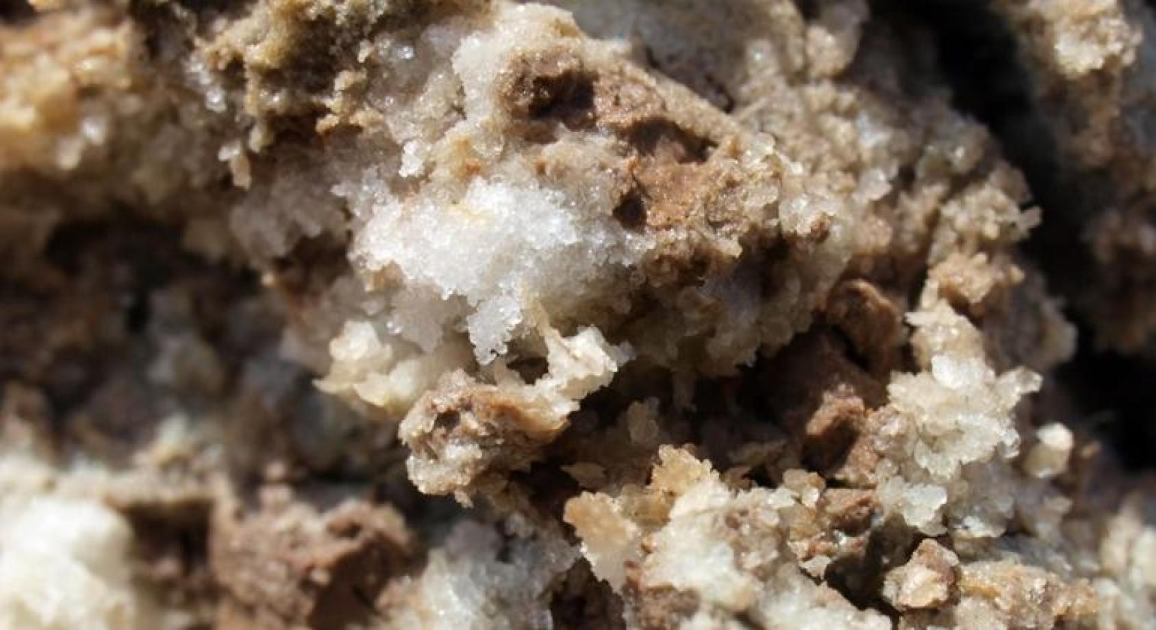 Кристаллы соли перемешанные с землей