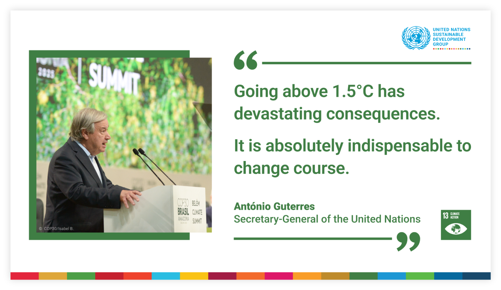 An info card of a quote by UN Secretary-General Antonio Guterres.