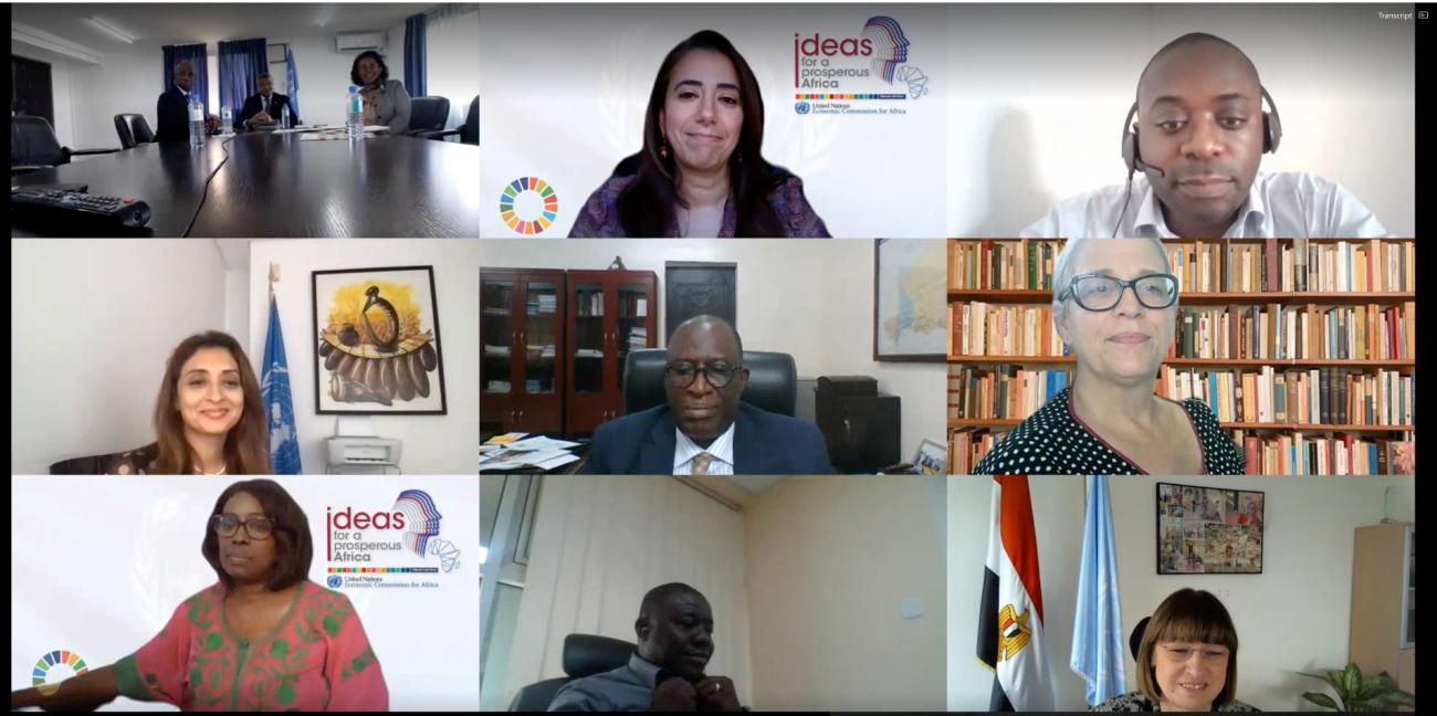 شاشة منقسمة مكونة من 9 نوافذ تعرض اجتماعًا افتراضيًا.