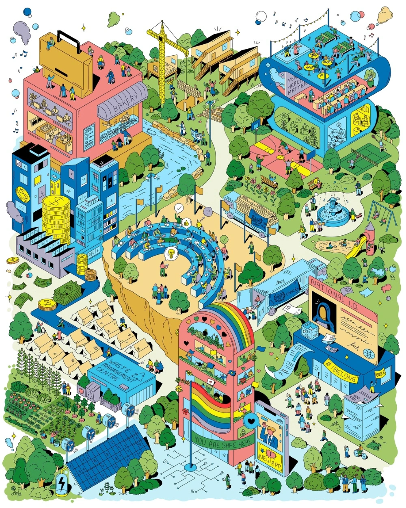 世界各地学生畅想的“希望之城”愿景图