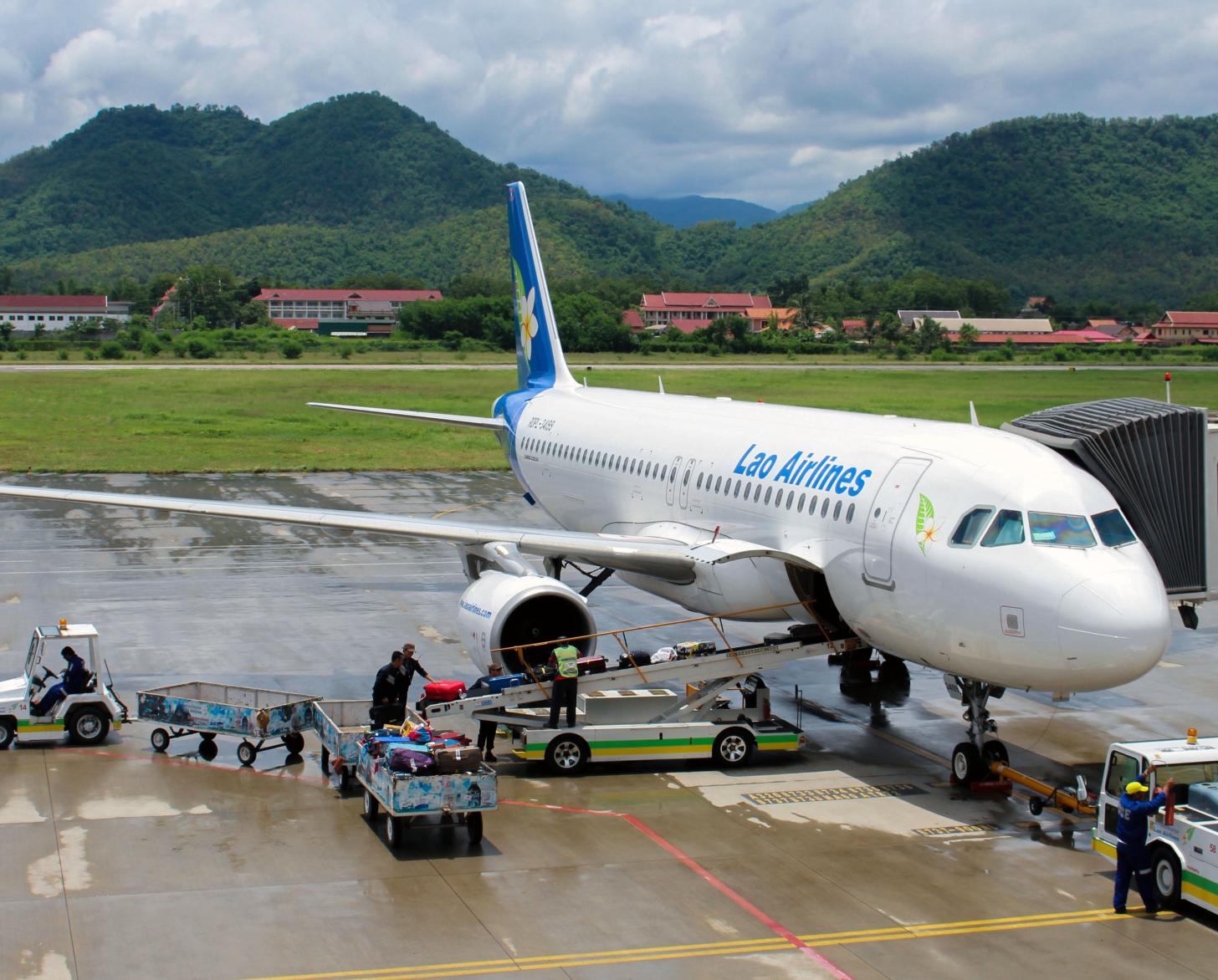 Lao Airlines plane carrying life-saving malaria test kits.