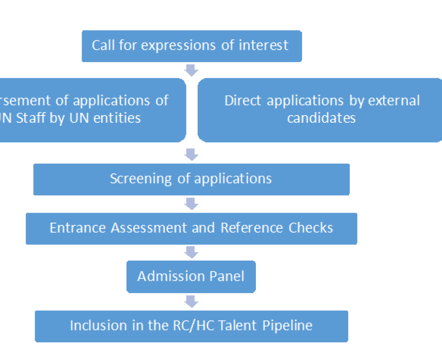 This is a graph that explains the steps from application to the inclusion into the RC/HC Talent Pipeline