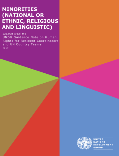 Cover of publication shows colourful diagonal shapes with the title on the top left.