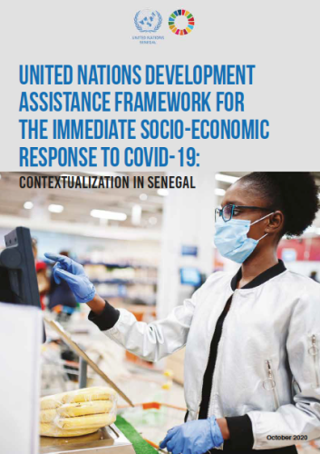 Cover shows the title above a photo of a woman wearing a face mask and gloves ringing up a purchase at a cash register in a store.