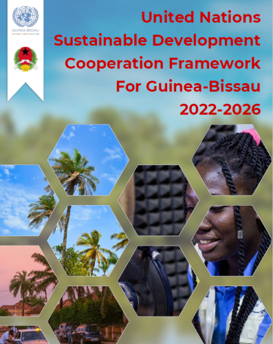 This is a document with a blue background with photos on the front page and the red text.  The UNCT and goverment logos appear to the left of the page.