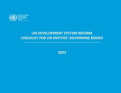 A blue background with a white logo of the UN Sustainable Development Group