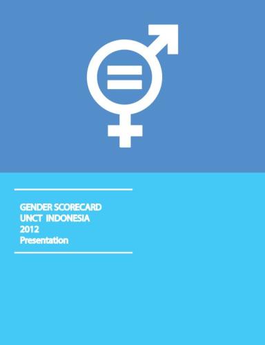 Portada del documento con un fondo en dos tonos de azul y el símbolo de igualdad de género en blanco.