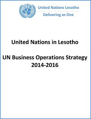 Portada del documento con fondo blanco y el logo de la ONU en Lesotho.