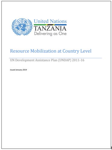 Portada del documento con fondo blanco y el logo de la ONU en Tanzania.