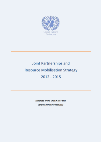 Portada del documento con fondo blanco y el logo de la ONU en Zimbabwe.