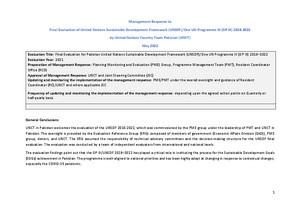 Management response for UNDAF/Cooperation Framework Evaluation