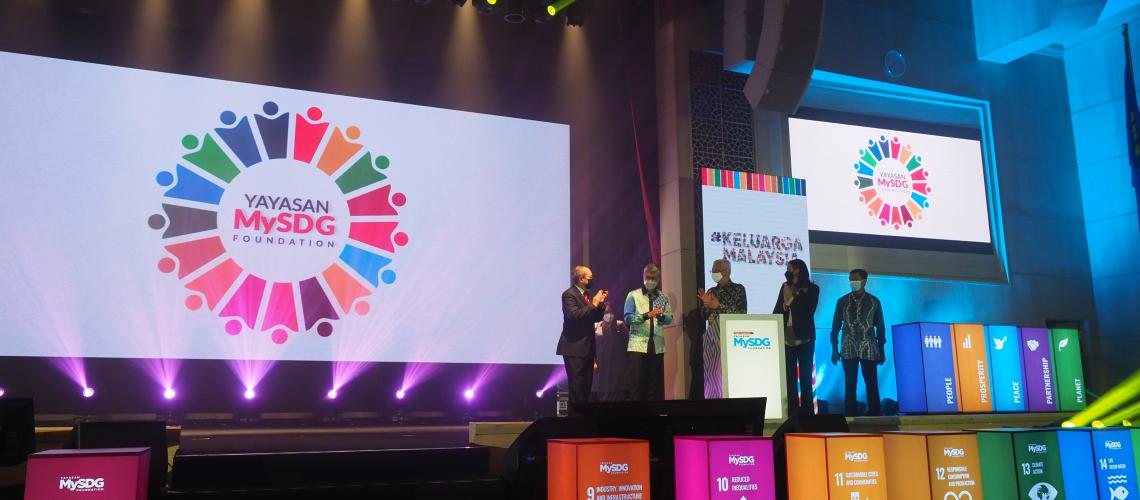 在马来西亚举行的可持续发展目标峰会的舞台上。